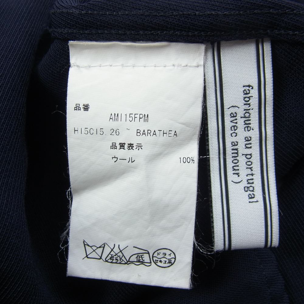 アミアレクサンドレマテュッシ AMI115FPM ウール ストレッチ 長袖 ポケット シャツ ネイビー系 38【中古】