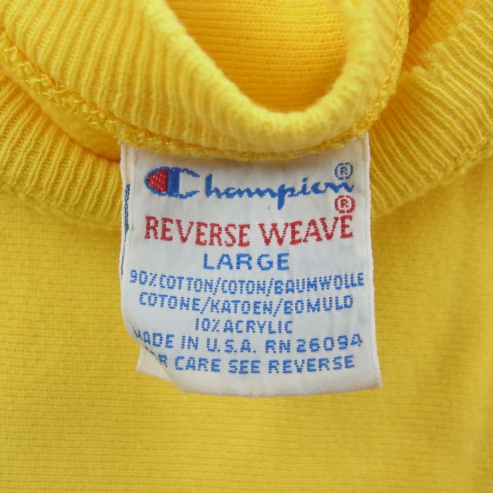 Champion チャンピオン USA製 90s REVERSE WEAVE リバースウィーブ 刺繍タグ vintage ヴィンテージ スウェット イエロー系 L【中古】