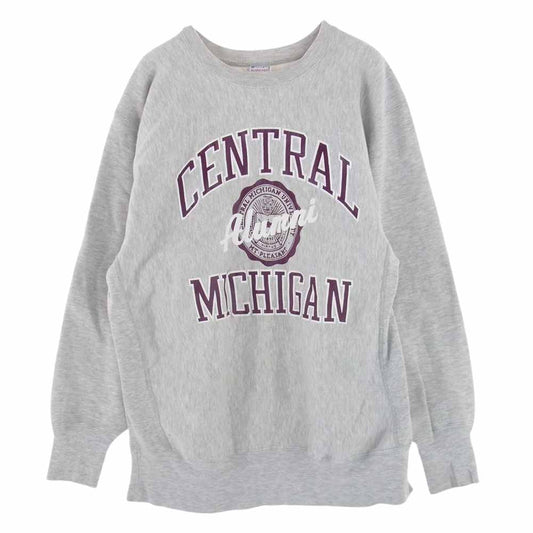 Champion チャンピオン USA製 90s REVERSE WEAVE リバースウィーブ 刺繍タグ vintage カレッジロゴ CENTRAL MICHIGAN セントラルミシガン ヴィンテージ スウェット グレー系 XL【中古】