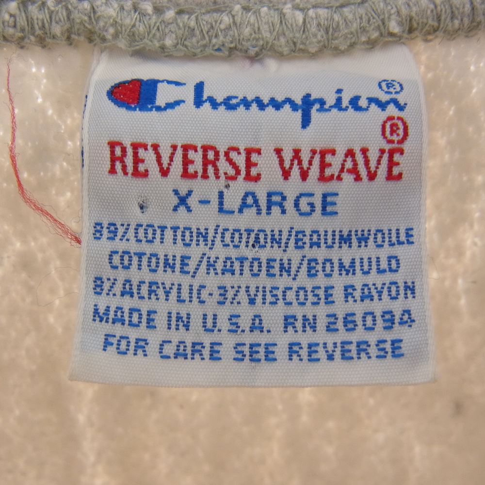 Champion チャンピオン USA製 90s REVERSE WEAVE リバースウィーブ 刺繍タグ vintage カレッジロゴ CENTRAL MICHIGAN セントラルミシガン ヴィンテージ スウェット グレー系 XL【中古】