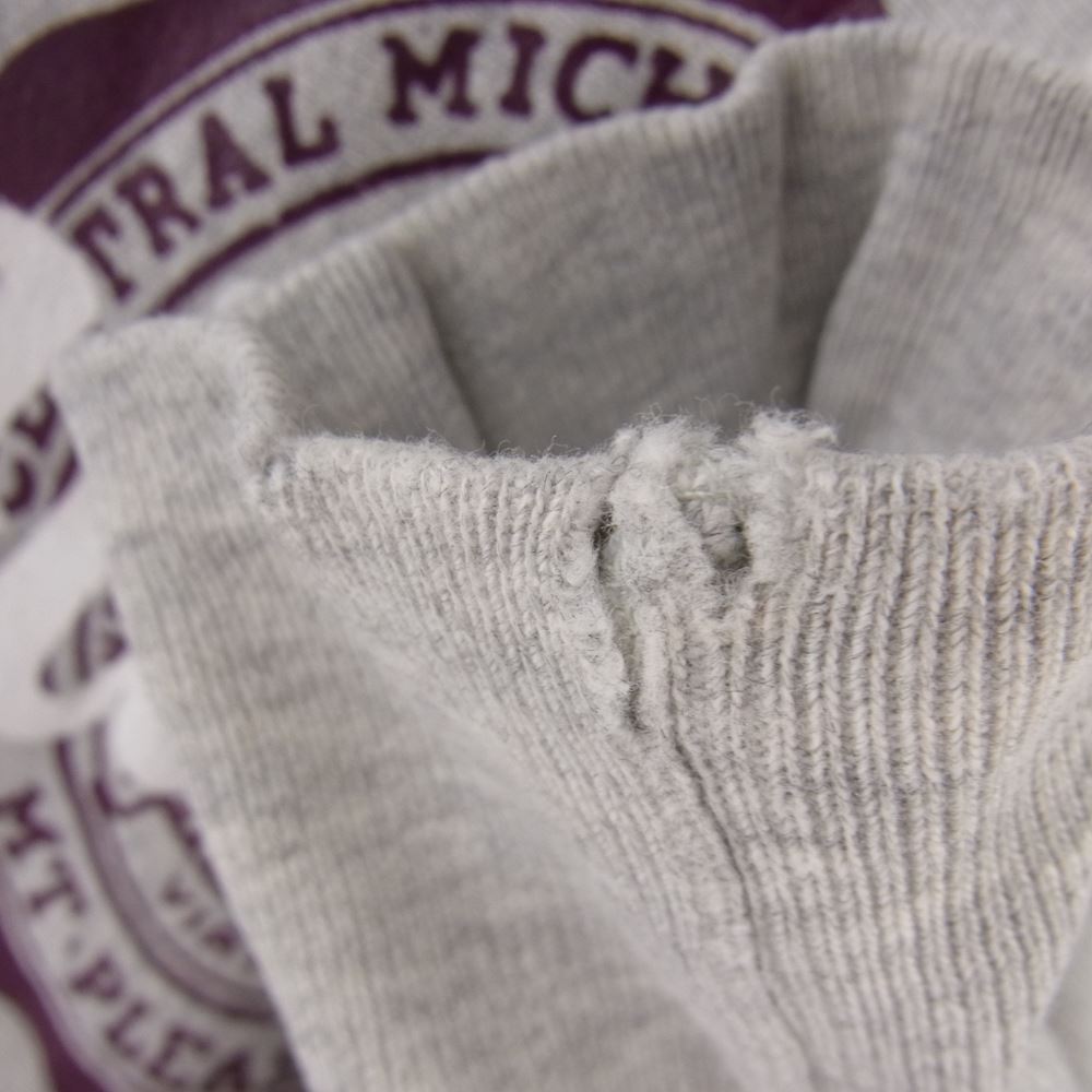 Champion チャンピオン USA製 90s REVERSE WEAVE リバースウィーブ 刺繍タグ vintage カレッジロゴ CENTRAL MICHIGAN セントラルミシガン ヴィンテージ スウェット グレー系 XL【中古】