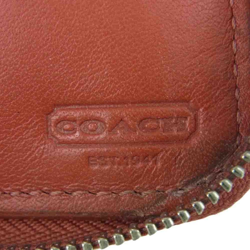 COACH コーチ レザー シグネチャー ロング ウォレット 財布 オレンジ系 朱色系【中古】