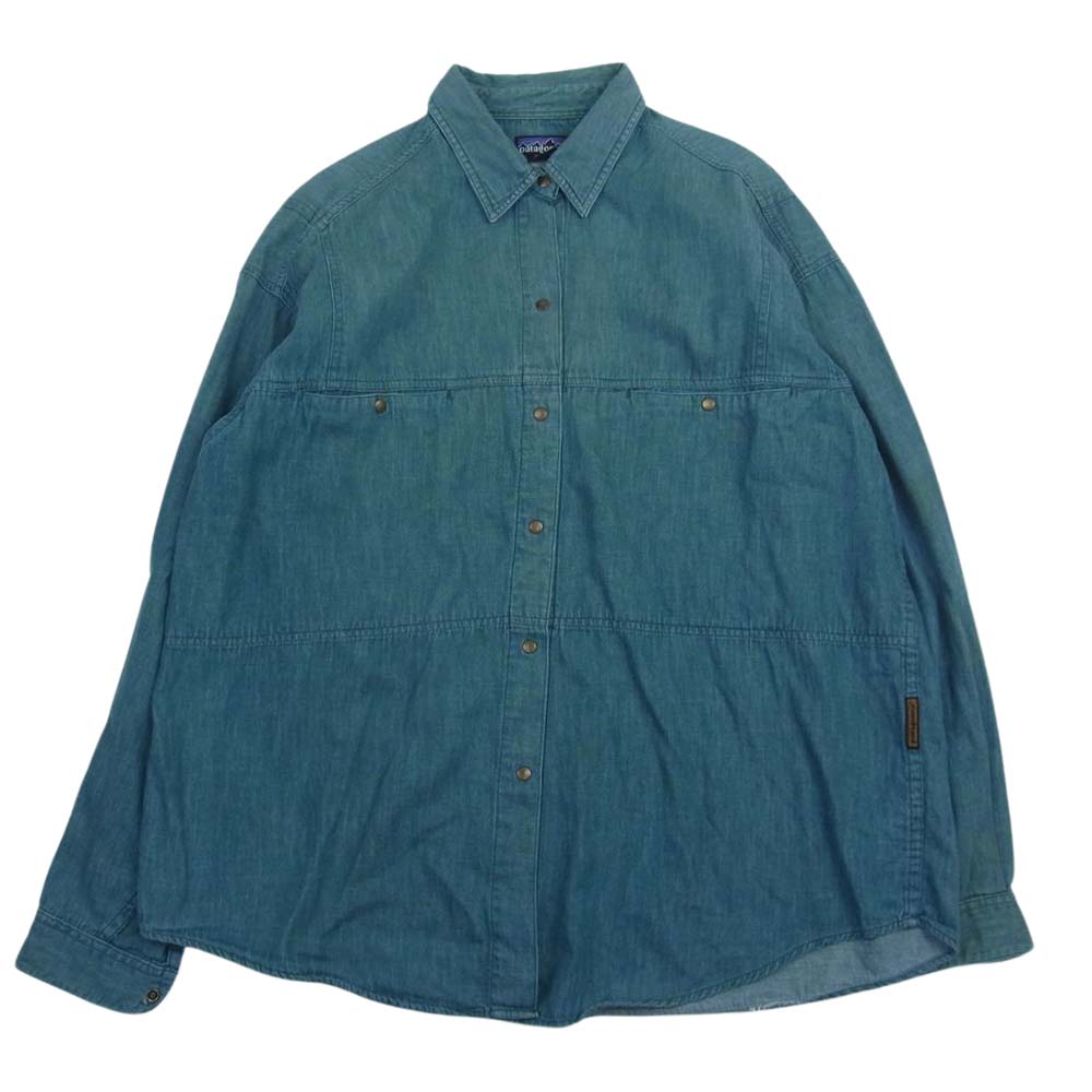 patagonia パタゴニア ヴィンテージ 90s Rマーク入りタグ レディース スナップボタン シャツ グリーン系 L【中古】