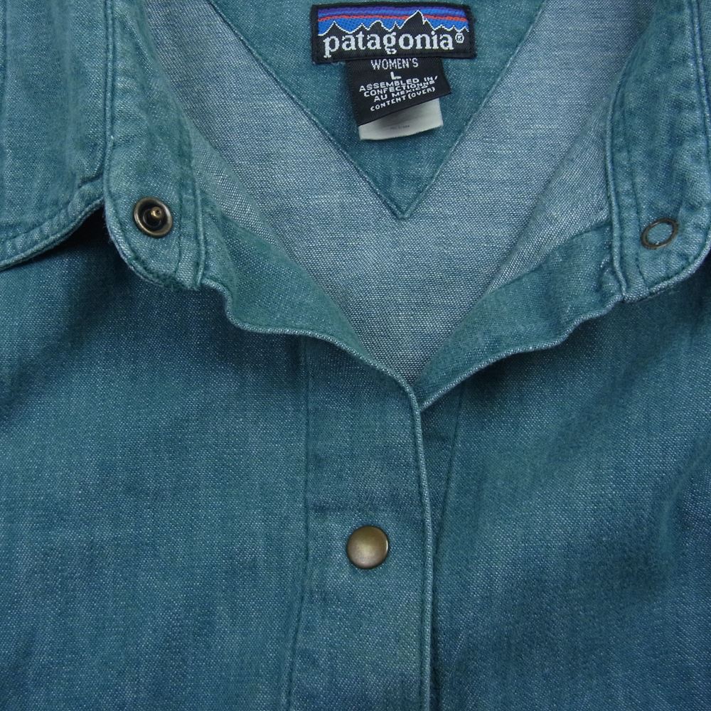 patagonia パタゴニア ヴィンテージ 90s Rマーク入りタグ レディース スナップボタン シャツ グリーン系 L【中古】