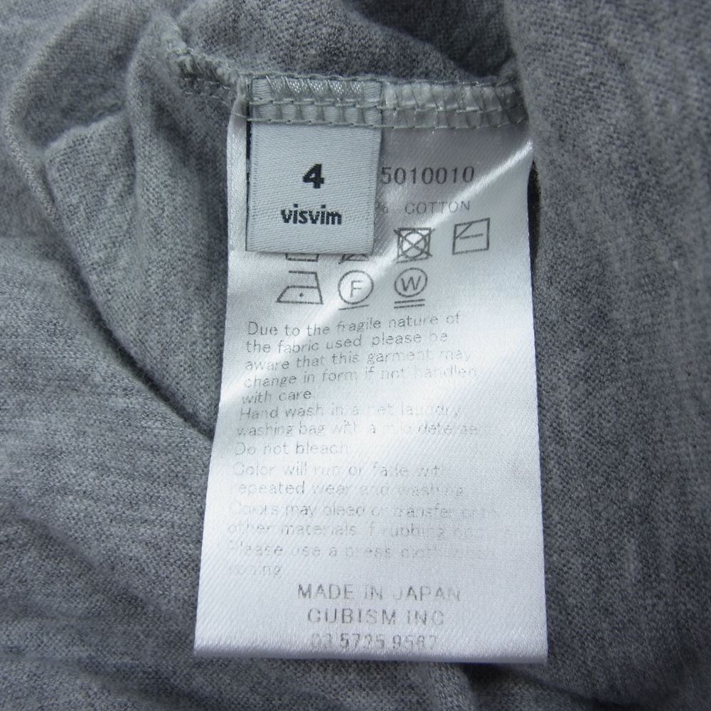 VISVIM ビズビム 0117305010010 JUMBO TEE S/S ジャンボ ポケット Tシャツ グレー系 4【中古】