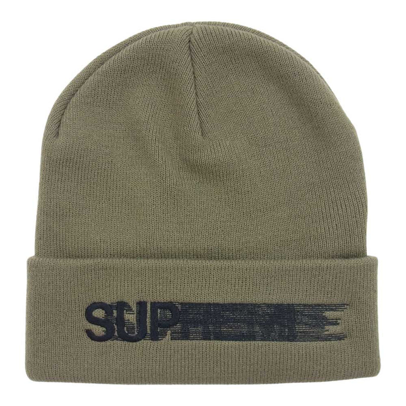 Supreme シュプリーム Motion Logo Beanie モーション ロゴ ビーニー ニット帽 カーキ系【極上美品】【中古】