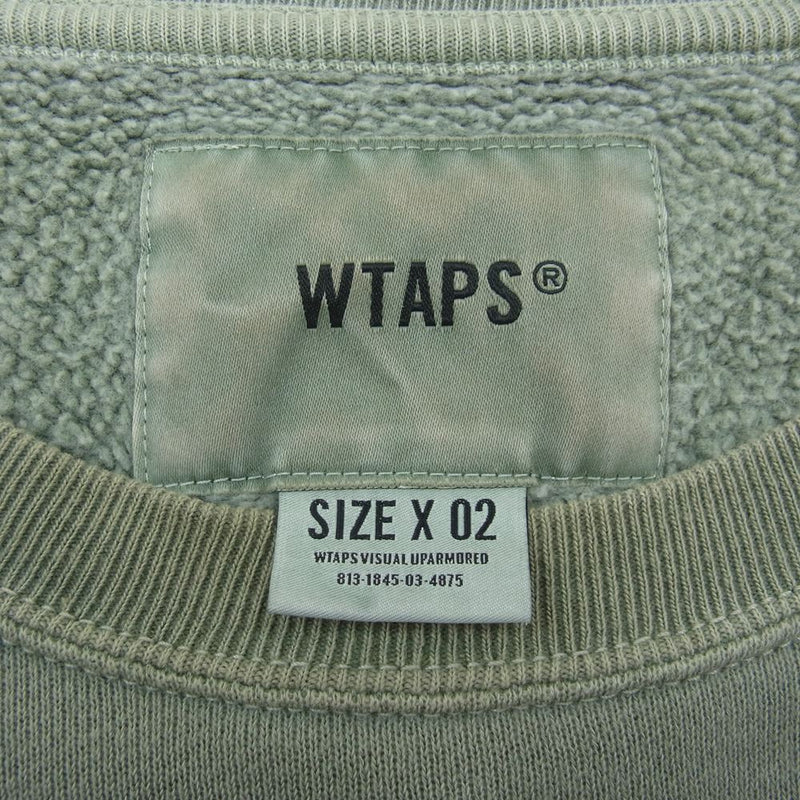 WTAPS ダブルタップス 22AW 22ATDT-CSM04 AII 02/LS/COTTON.SIGN 裏起毛 クルーネック スウェット トレーナー カーキ系 02【中古】