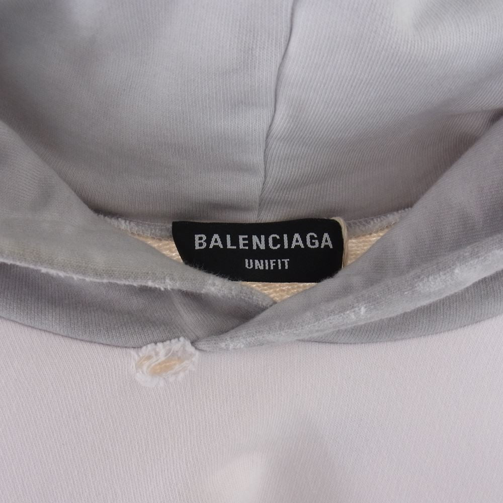 BALENCIAGA バレンシアガ 22AW 698156 Upside Down Hoodie アップサイド ダウン フーディー ドッキング 再構築 パーカー ホワイト系 グレー系 2【美品】【中古】