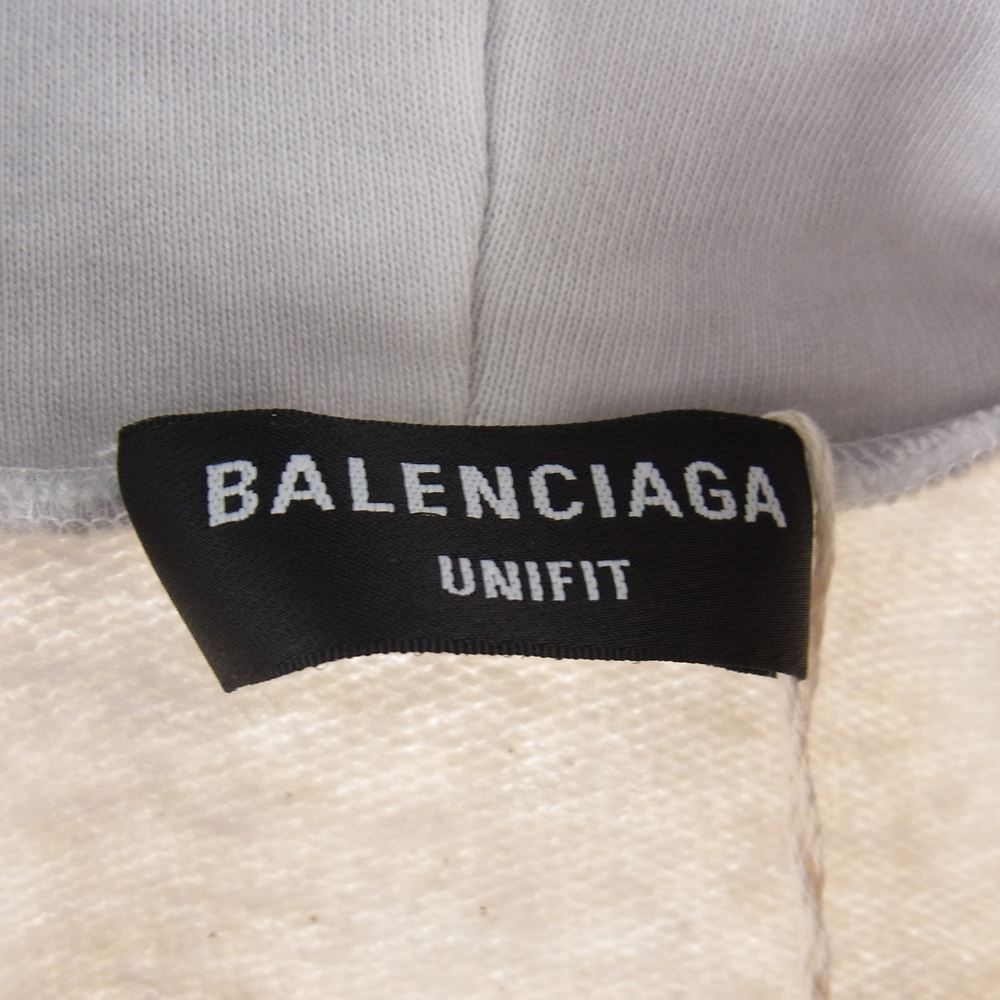 BALENCIAGA バレンシアガ 22AW 698156 Upside Down Hoodie アップサイド ダウン フーディー ドッキング 再構築 パーカー ホワイト系 グレー系 2【美品】【中古】