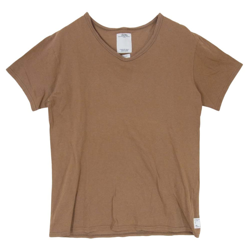 VISVIM ビズビム 12SS 0112105010006 DOUBLE SCOOP V-NECK S/S LUXSIC ダブルスクープ Vネック 半袖 Tシャツ ラクシック ベージュ ブラウン系 2【中古】