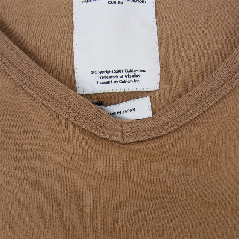 VISVIM ビズビム 12SS 0112105010006 DOUBLE SCOOP V-NECK S/S LUXSIC ダブルスクープ Vネック 半袖 Tシャツ ラクシック ベージュ ブラウン系 2【中古】