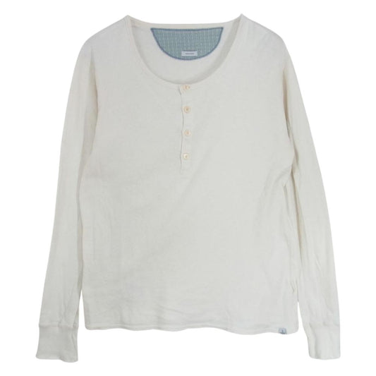 VISVIM ビズビム 13AW 0113205010056 PLAIN VINTAGE HENLEY L/S プレーン ヴィンテージ ヘンリーネック 長袖 ワッフル Tシャツ オフホワイト系 2【中古】