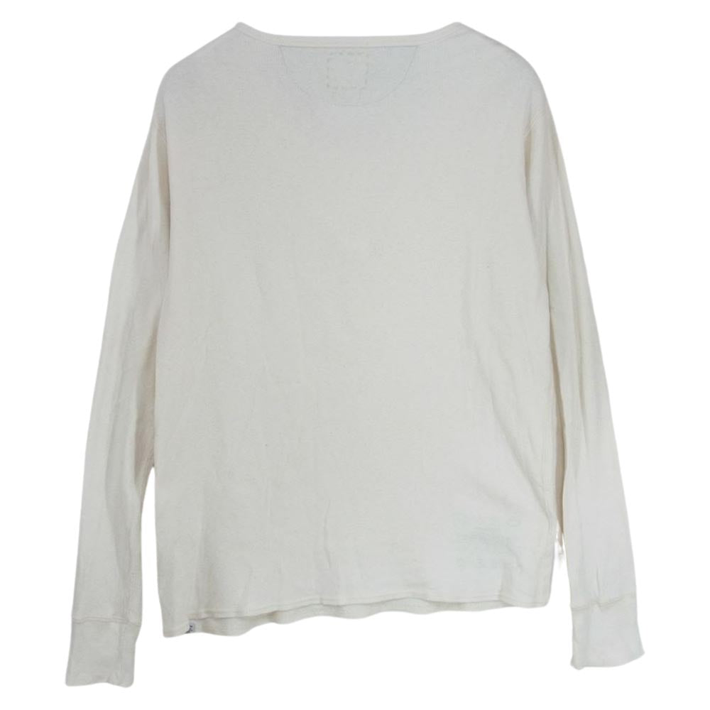 VISVIM ビズビム 13AW 0113205010056 PLAIN VINTAGE HENLEY L/S プレーン ヴィンテージ ヘンリーネック 長袖 ワッフル Tシャツ オフホワイト系 2【中古】