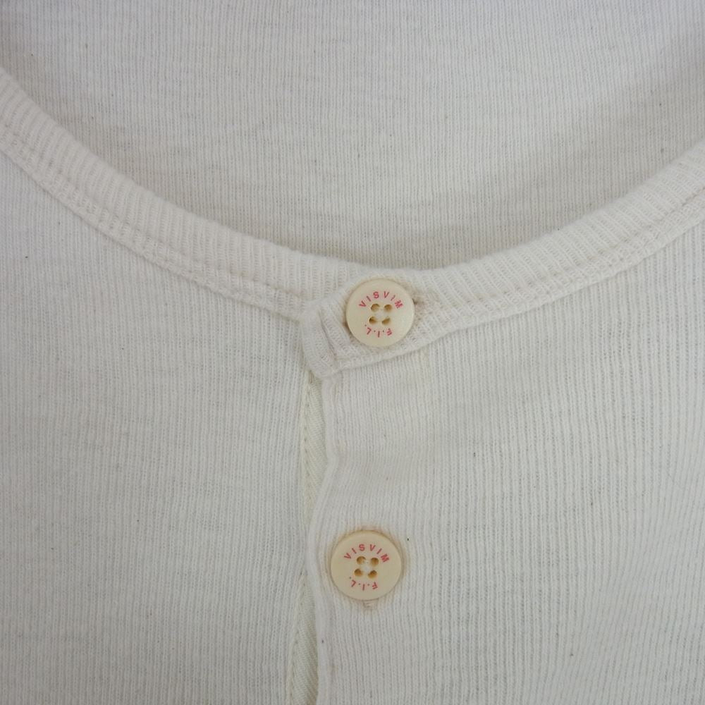 VISVIM ビズビム 13AW 0113205010056 PLAIN VINTAGE HENLEY L/S プレーン ヴィンテージ ヘンリーネック 長袖 ワッフル Tシャツ オフホワイト系 2【中古】