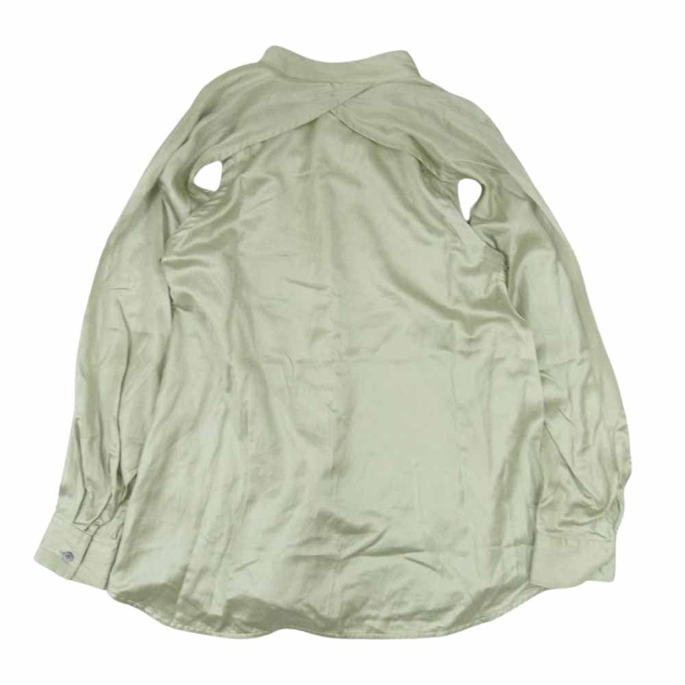 ISSEY MIYAKE イッセイミヤケ 22AW IM23-FJ021-60 2WAY ドッキング バンドカラー 長袖 シャツ ライトグリーン系 2【極上美品】【中古】