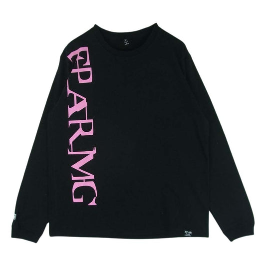 フォーティーパーセント アゲインストライツ Media Guerrilla FPAR クルーネック 長袖 アームプリント Tシャツ ロンT ブラック系 2【中古】
