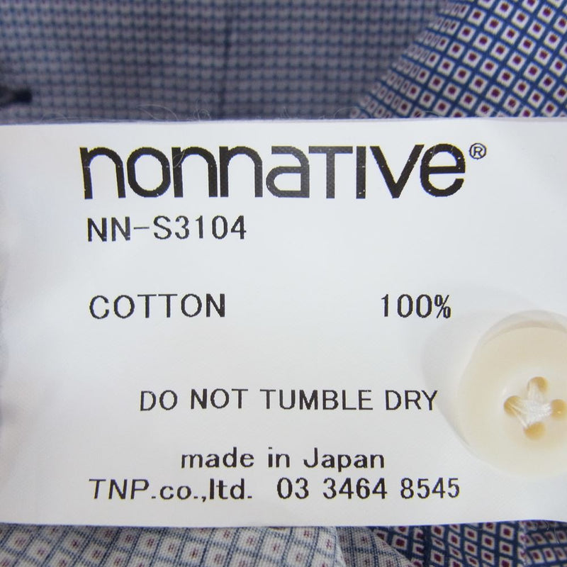 nonnative ノンネイティブ 17SS NN-S3104 TOURIST SHIRT COTTON BROAD GEOMETRICPRINT ツーリストシャツ コットンブロード 幾何学模様プリント ネイビー系 1【中古】