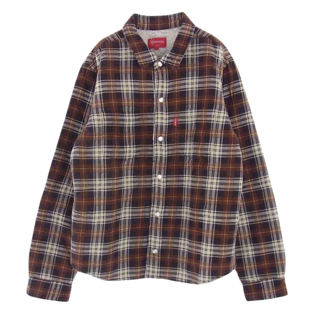 Supreme シュプリーム 15AW Flannel Sherpa Shirt フランネル シェルパ シャツ チェック 裏ボア ジャケット M【中古】