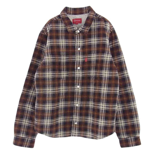 Supreme シュプリーム 15AW Flannel Sherpa Shirt フランネル シェルパ シャツ チェック 裏ボア ジャケット M【中古】