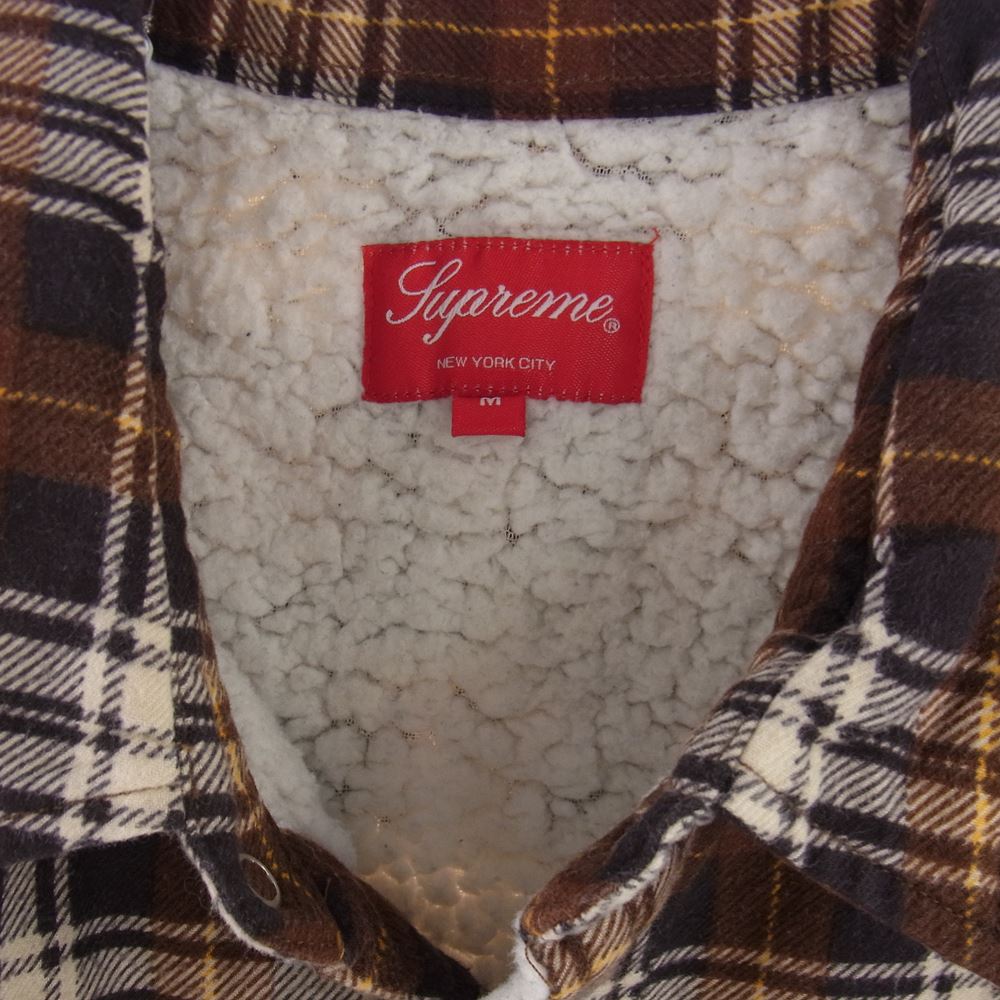 Supreme シュプリーム 15AW Flannel Sherpa Shirt フランネル シェルパ シャツ チェック 裏ボア ジャケット M【中古】