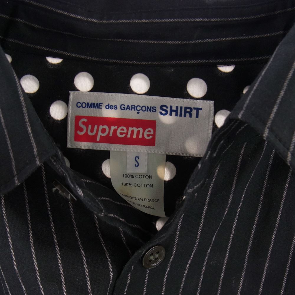 Supreme シュプリーム 16SS S4SS16 × COMME des GARCONS コムデギャルソン ストライプ ドット 切替 シャツ ブラック系 S【中古】