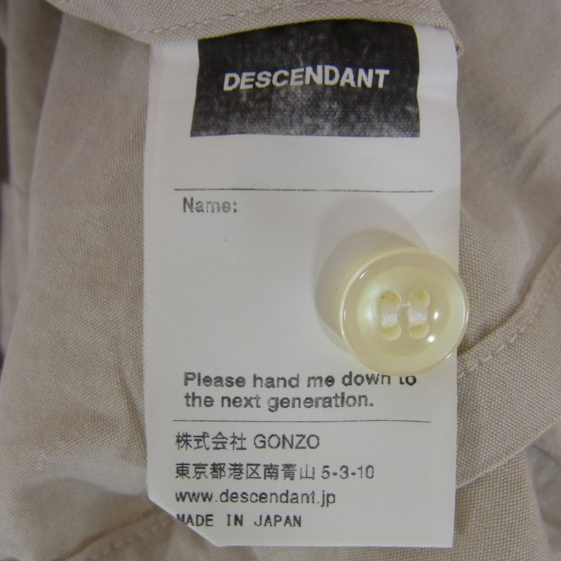 DESCENDANT ディセンダント DAWSON CHAMBRAY LS SHIRT FULL カシャロ刺繍 レギュラーカラー 長袖 シャツ ベージュ系 2【中古】