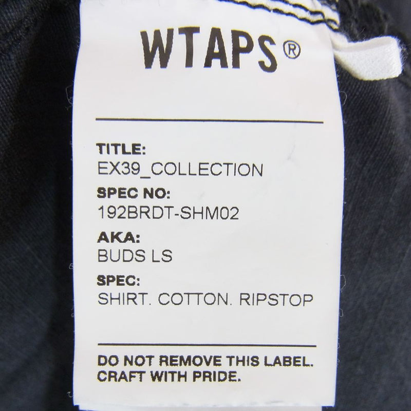 WTAPS ダブルタップス 19AW 192BRDT-SHM02 BUDS LS / SHIRT. COTTON