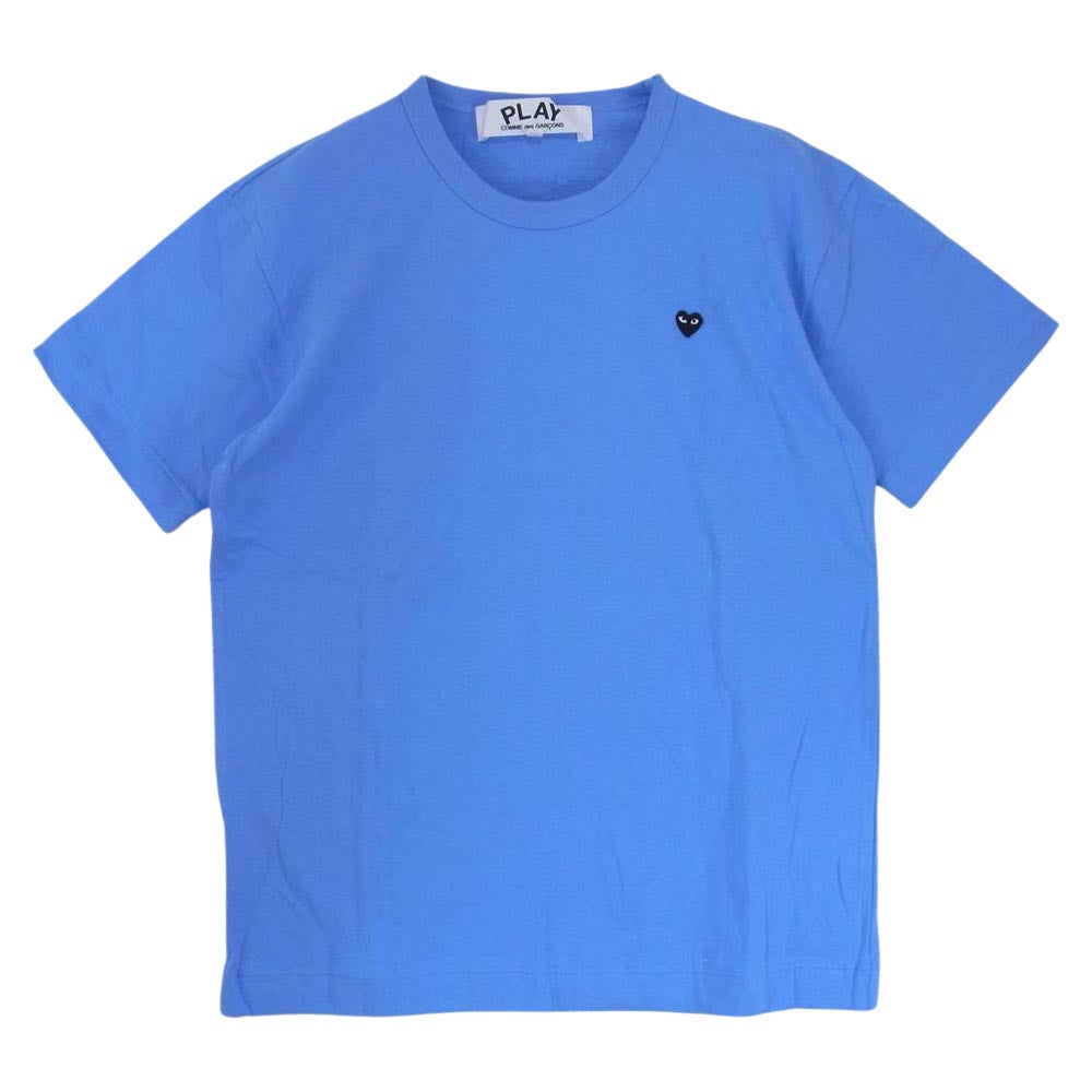 PLAY COMME des GARCONS プレイコムデギャルソン AD2014 AZ-T214 ハートロゴ刺繍 クルーネック 半袖 Tシャツ ブルー ライトブルー系 M【中古】