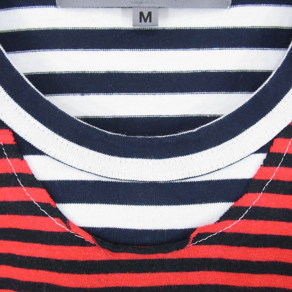 COMME des GARCONS コムデギャルソン AD2013 IK-T018 GOOD DESIGN SHOP グッドデザインショップ別注 ボーダー ドッキング ポケット付き 七分袖 Tシャツ レッド系 ホワイト系 M【中古】
