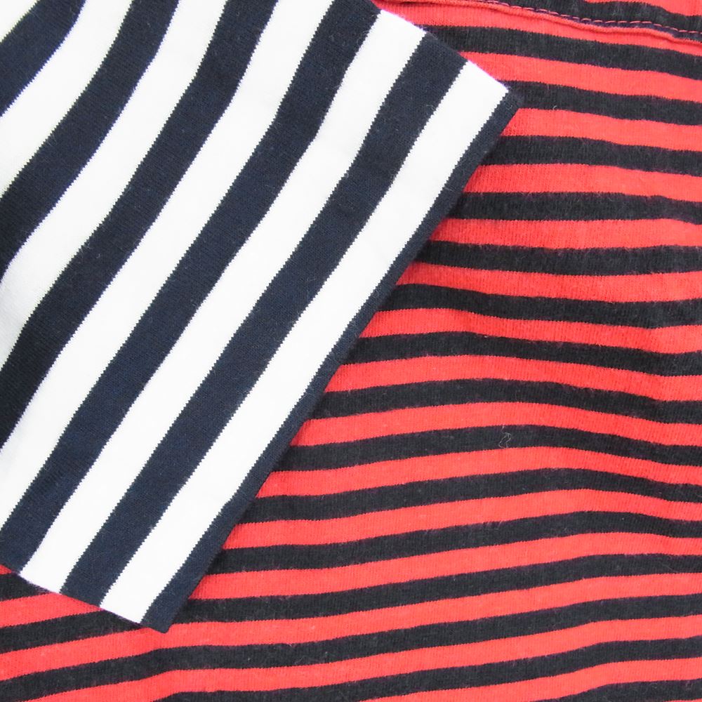 COMME des GARCONS コムデギャルソン AD2013 IK-T018 GOOD DESIGN SHOP グッドデザインショップ別注 ボーダー ドッキング ポケット付き 七分袖 Tシャツ レッド系 ホワイト系 M【中古】