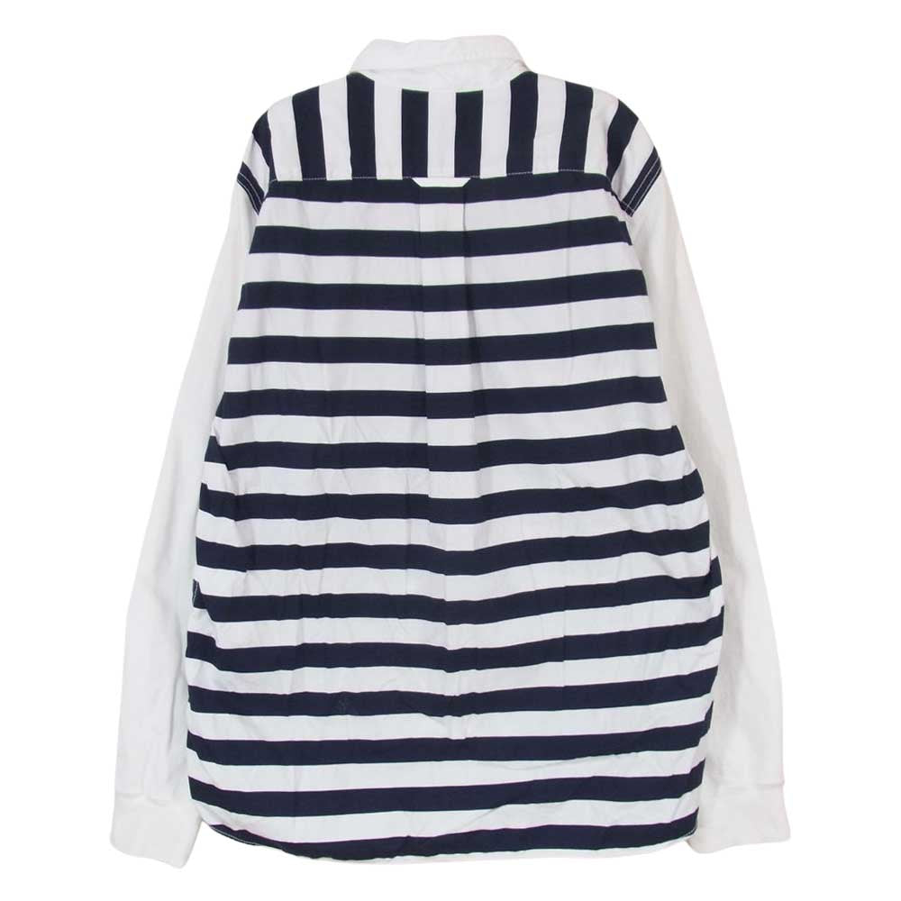 COMME des GARCONS HOMME コムデギャルソンオム AD2015 HQ-B027 異素材MIX 袖切替 ボーダー ボタンダウン ポケット付き 長袖シャツ Tシャツ マルチカラー系 M【中古】