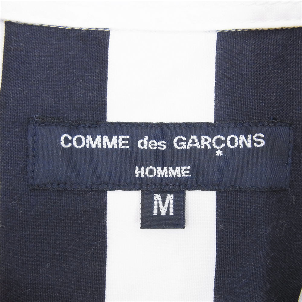 COMME des GARCONS HOMME コムデギャルソンオム AD2015 HQ-B027 異素材MIX 袖切替 ボーダー ボタンダウン ポケット付き 長袖シャツ Tシャツ マルチカラー系 M【中古】