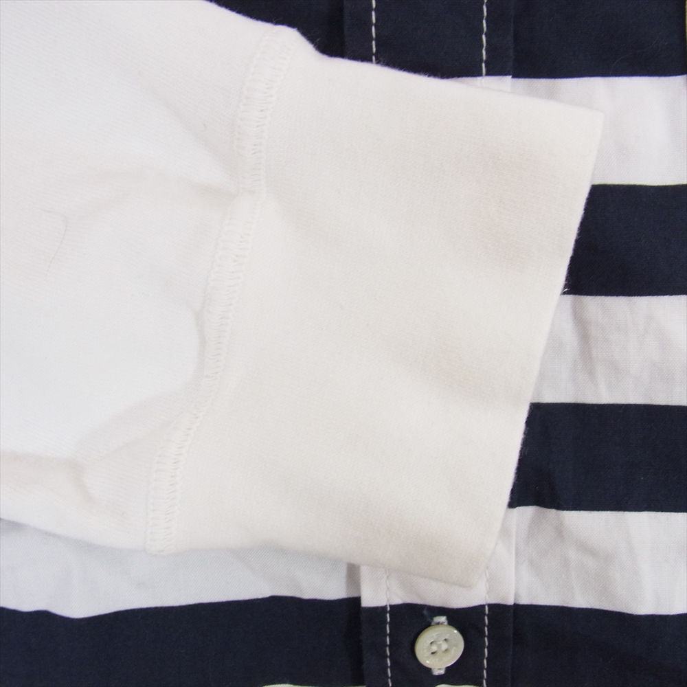 COMME des GARCONS HOMME コムデギャルソンオム AD2015 HQ-B027 異素材MIX 袖切替 ボーダー ボタンダウン ポケット付き 長袖シャツ Tシャツ マルチカラー系 M【中古】