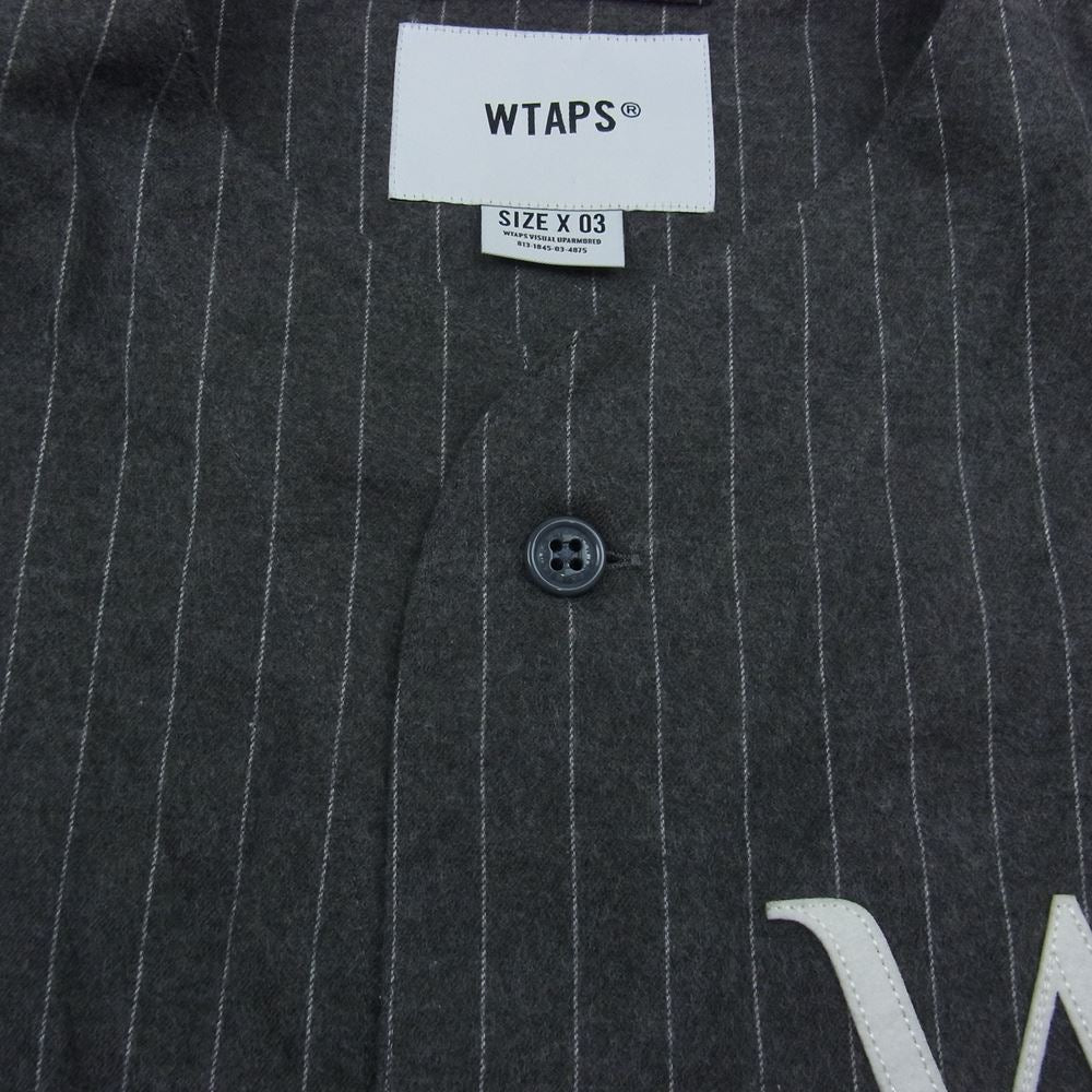WTAPS ダブルタップス 22SS 221TQDT-SHM01 LEAGUE LS COTTON FLANNEL STRIPE リーグ ロングスリーブ シャツ フランネル ストライプ 長袖 シャツ グレー系 03【中古】