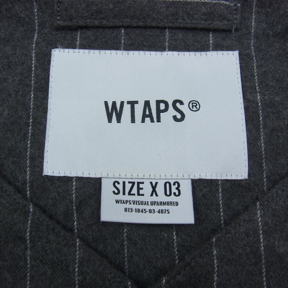 WTAPS ダブルタップス 22SS 221TQDT-SHM01 LEAGUE LS COTTON FLANNEL STRIPE リーグ ロングスリーブ シャツ フランネル ストライプ 長袖 シャツ グレー系 03【中古】
