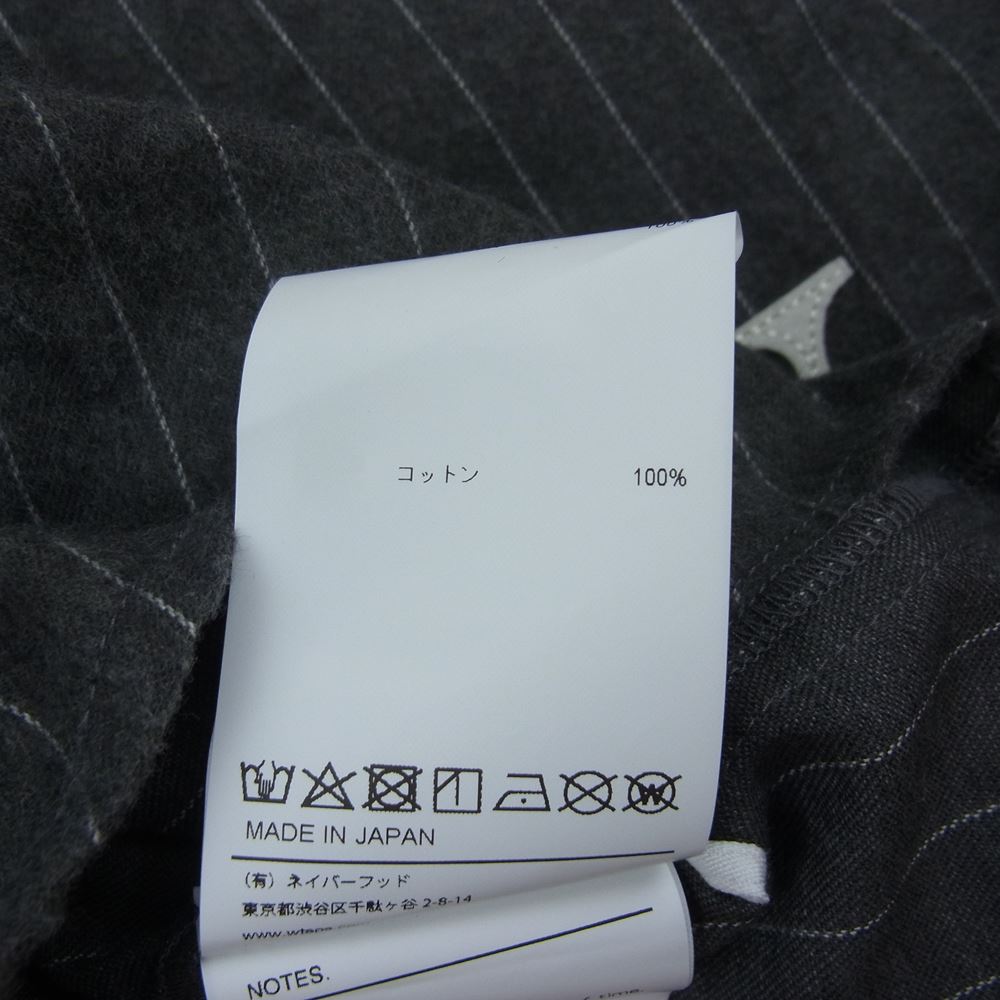 WTAPS ダブルタップス 22SS 221TQDT-SHM01 LEAGUE LS COTTON FLANNEL STRIPE リーグ ロングスリーブ シャツ フランネル ストライプ 長袖 シャツ グレー系 03【中古】