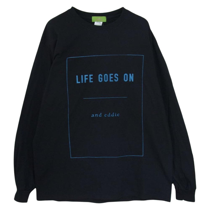 ブラックアンドエディ プリント 長袖 Tシャツ LIFE GOES ON ブラック系 L【中古】