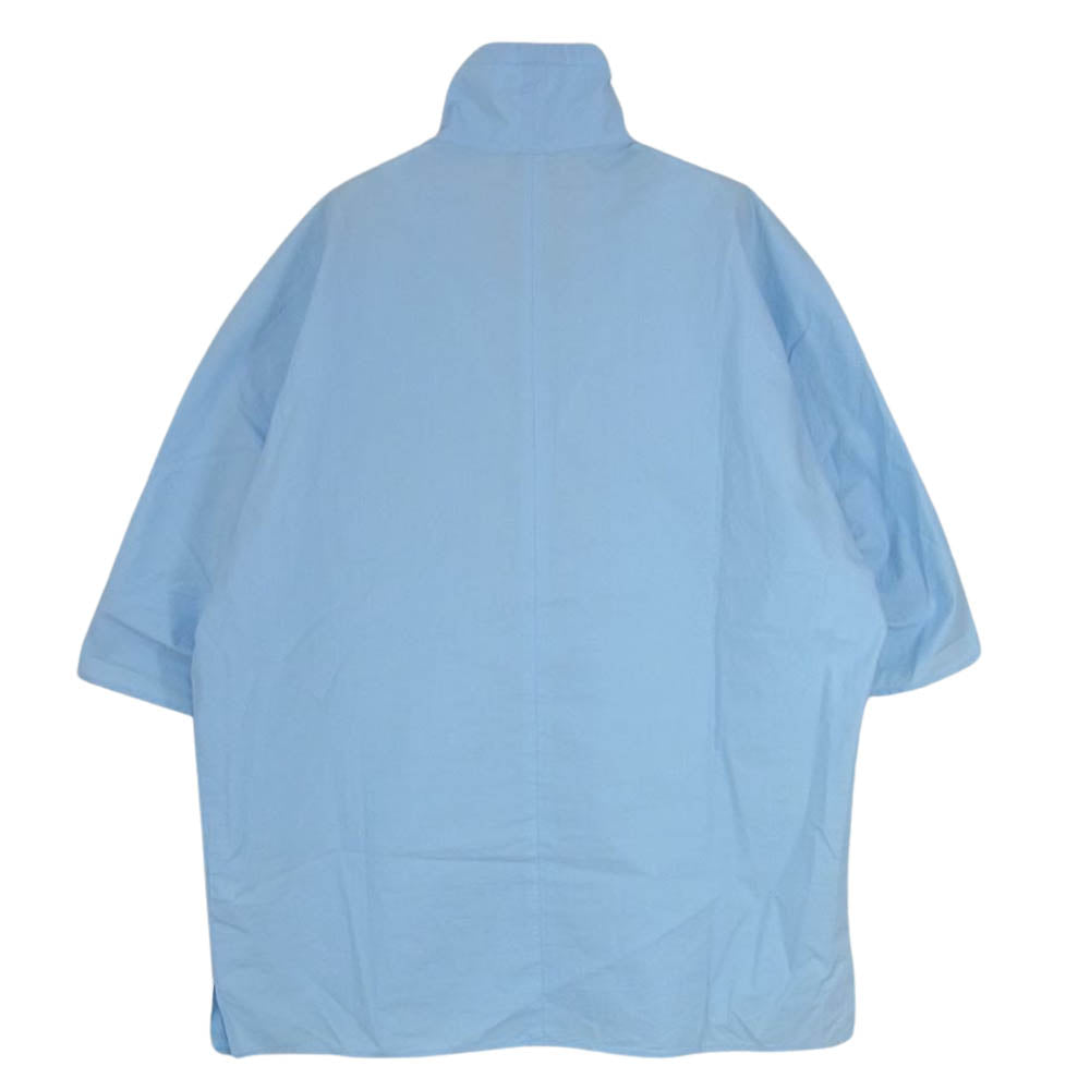 MAISON KITSUNE メゾンキツネ EU00602WC0011 zip up cotton top ハーフ ジップアップ コットン 半袖 シャツ ロゴ刺繍 ブルー系 M【中古】