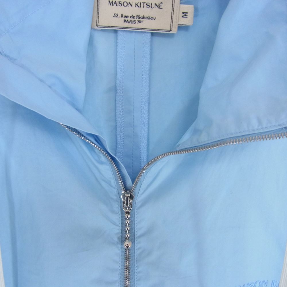 MAISON KITSUNE メゾンキツネ EU00602WC0011 zip up cotton top ハーフ ジップアップ コットン 半袖 シャツ ロゴ刺繍 ブルー系 M【中古】
