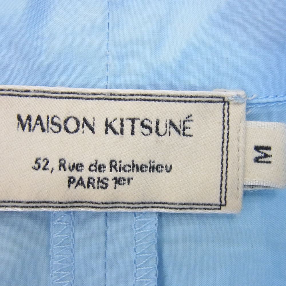 MAISON KITSUNE メゾンキツネ EU00602WC0011 zip up cotton top ハーフ ジップアップ コットン 半袖 シャツ ロゴ刺繍 ブルー系 M【中古】