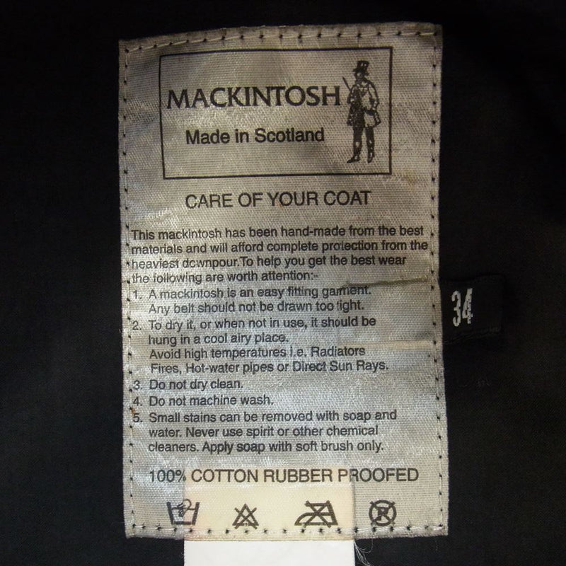 Mackintosh マッキントッシュ Y30-02 英国製 ゴム引き ステンカラー コート ブラック系 34【中古】