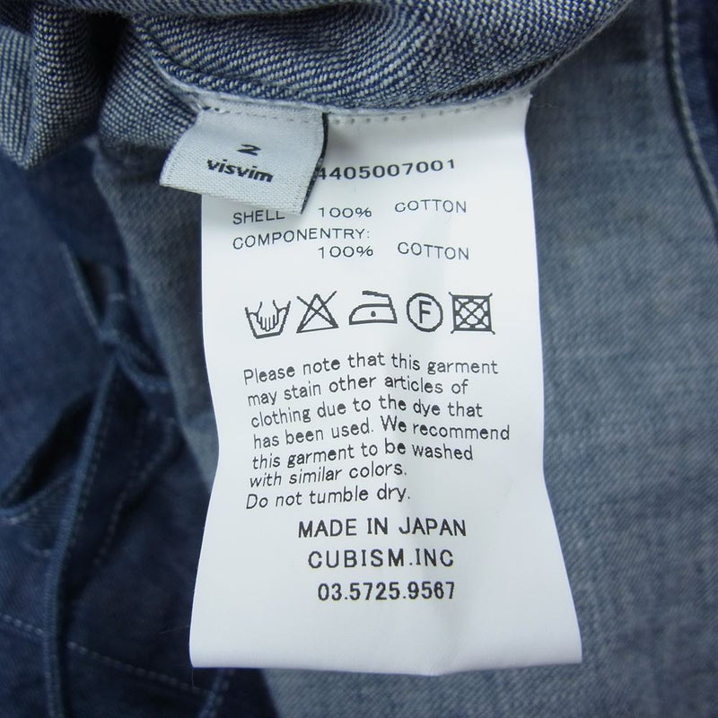 VISVIM ビズビム 14AW 0114405007001 SS LHAMO SHIRT ONE WASH ラモシャツ ワンウォッシュ デニム シャツ インディゴブルー系 2【中古】