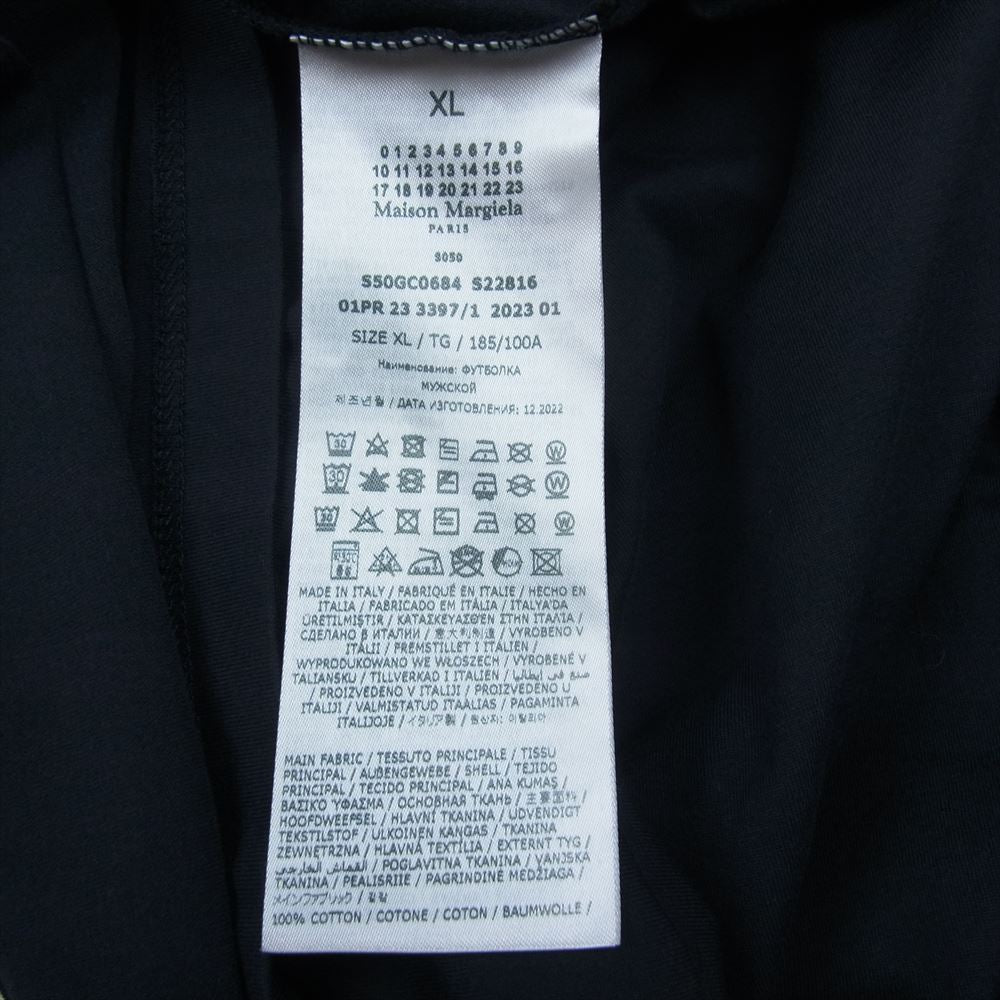 MAISON MARGIELA メゾンマルジェラ 23SS S50GC0684 カレンダーロゴ刺繍 クルーネック 半袖 Tシャツ ダークネイビー系 XL【新古品】【未使用】【中古】