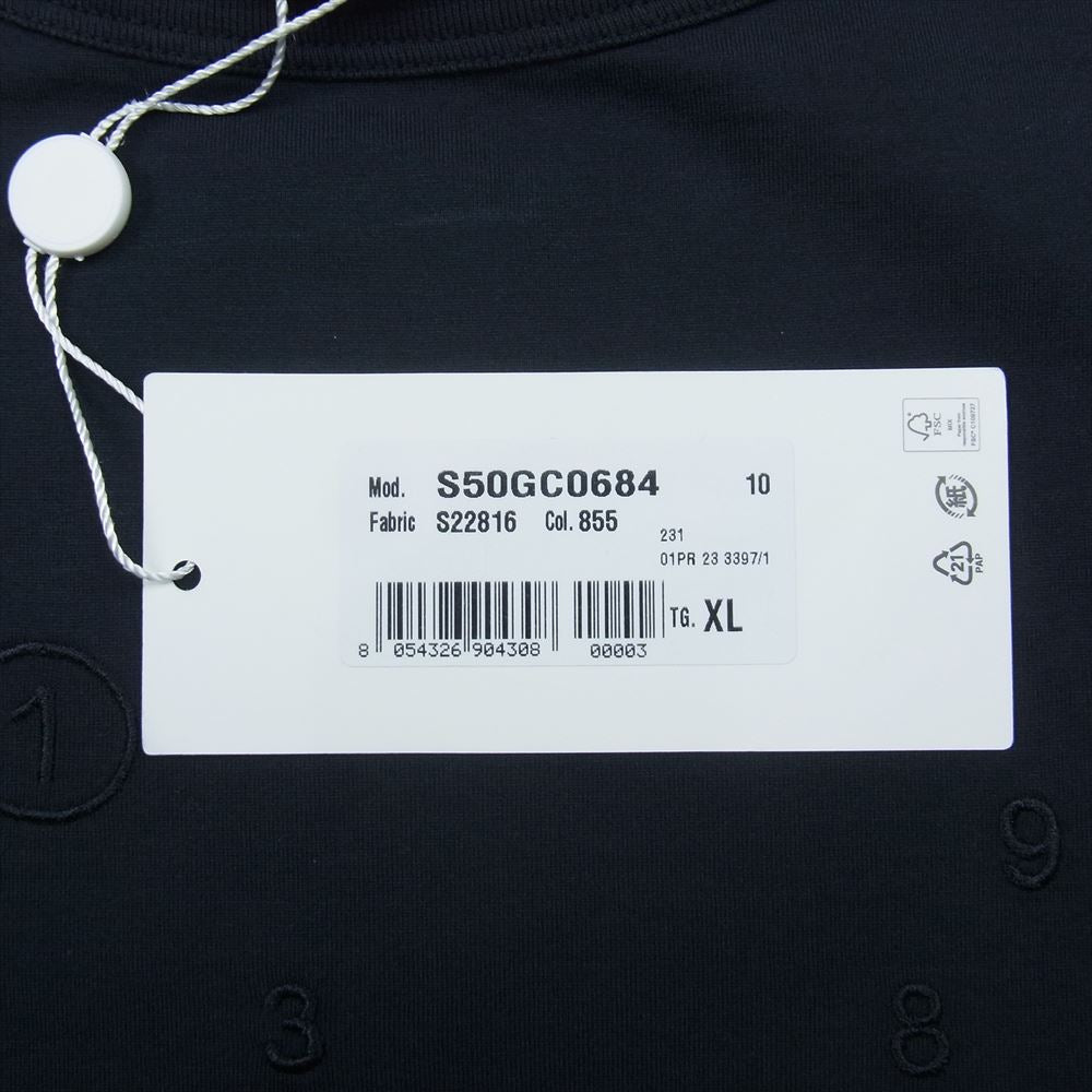 MAISON MARGIELA メゾンマルジェラ 23SS S50GC0684 カレンダーロゴ刺繍 クルーネック 半袖 Tシャツ ダークネイビー系 XL【新古品】【未使用】【中古】