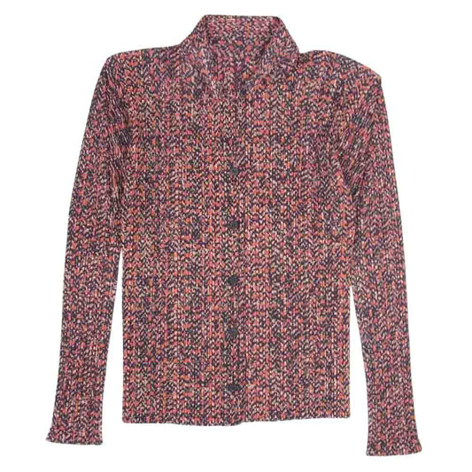 PLEATS PLEASE プリーツプリーズ イッセイミヤケ PP74-JK724  プリーツ加工 総柄 シャツ ブラウス 長袖 オレンジ系 4【中古】