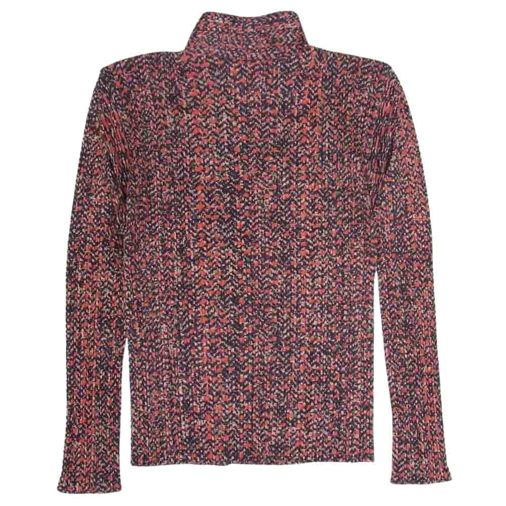 PLEATS PLEASE プリーツプリーズ イッセイミヤケ PP74-JK724  プリーツ加工 総柄 シャツ ブラウス 長袖 オレンジ系 4【中古】