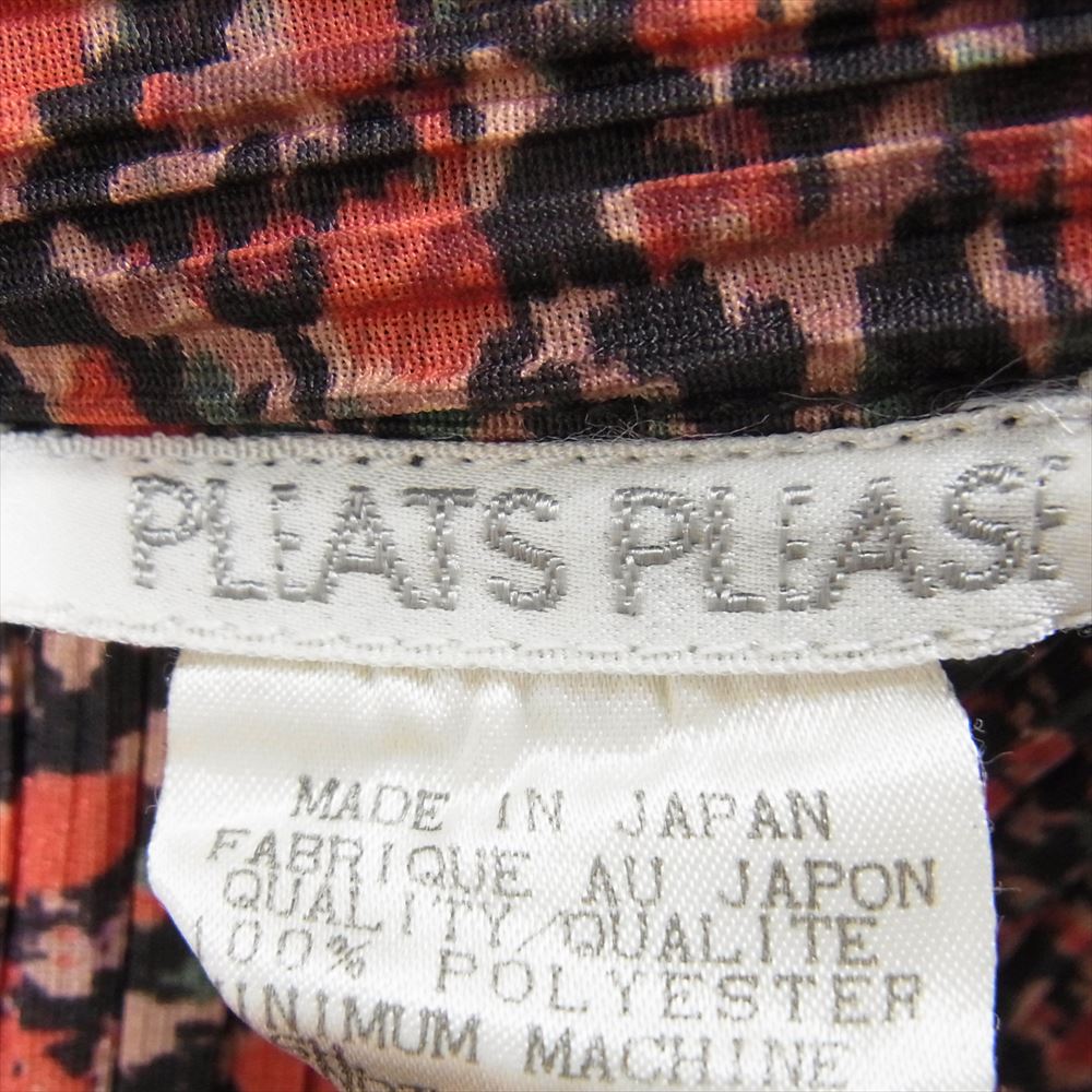 PLEATS PLEASE プリーツプリーズ イッセイミヤケ PP74-JK724  プリーツ加工 総柄 シャツ ブラウス 長袖 オレンジ系 4【中古】
