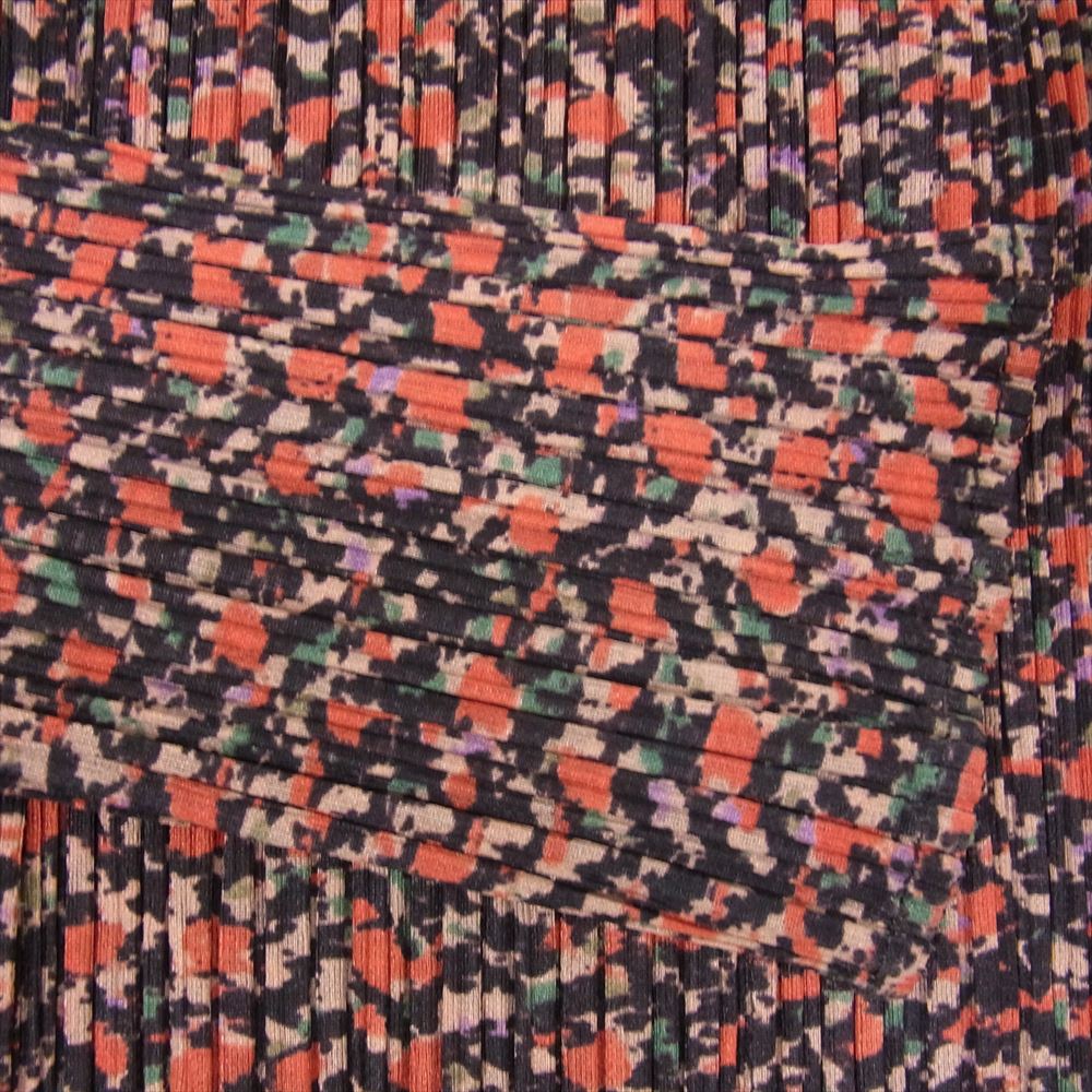 PLEATS PLEASE プリーツプリーズ イッセイミヤケ PP74-JK724  プリーツ加工 総柄 シャツ ブラウス 長袖 オレンジ系 4【中古】