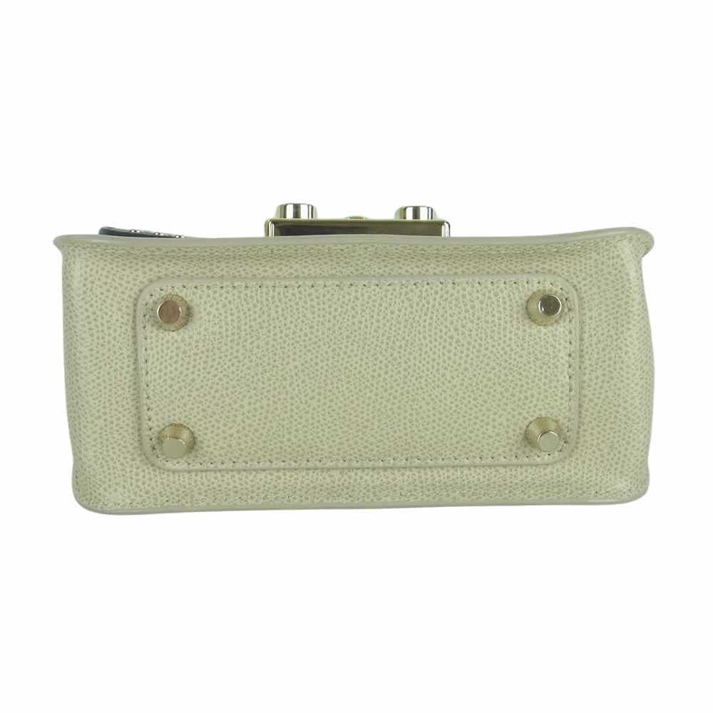 Furla フルラ スタッズ メトロポリス レザー ショルダー バッグ イタリア製 ベージュ系 ブラック系【中古】