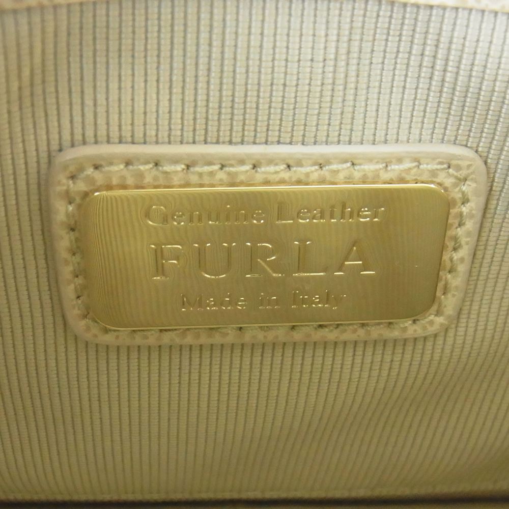 Furla フルラ スタッズ メトロポリス レザー ショルダー バッグ イタリア製 ベージュ系 ブラック系【中古】